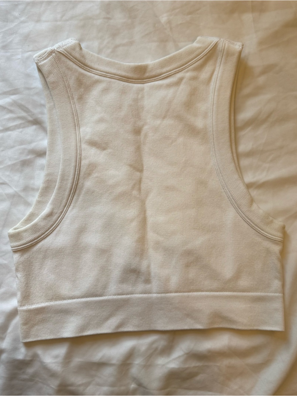 OFFLINE by Aerie White Seamless Ribbed Racerback Crop Tank Top Medium Gym Yoga - Picture 3 of 5